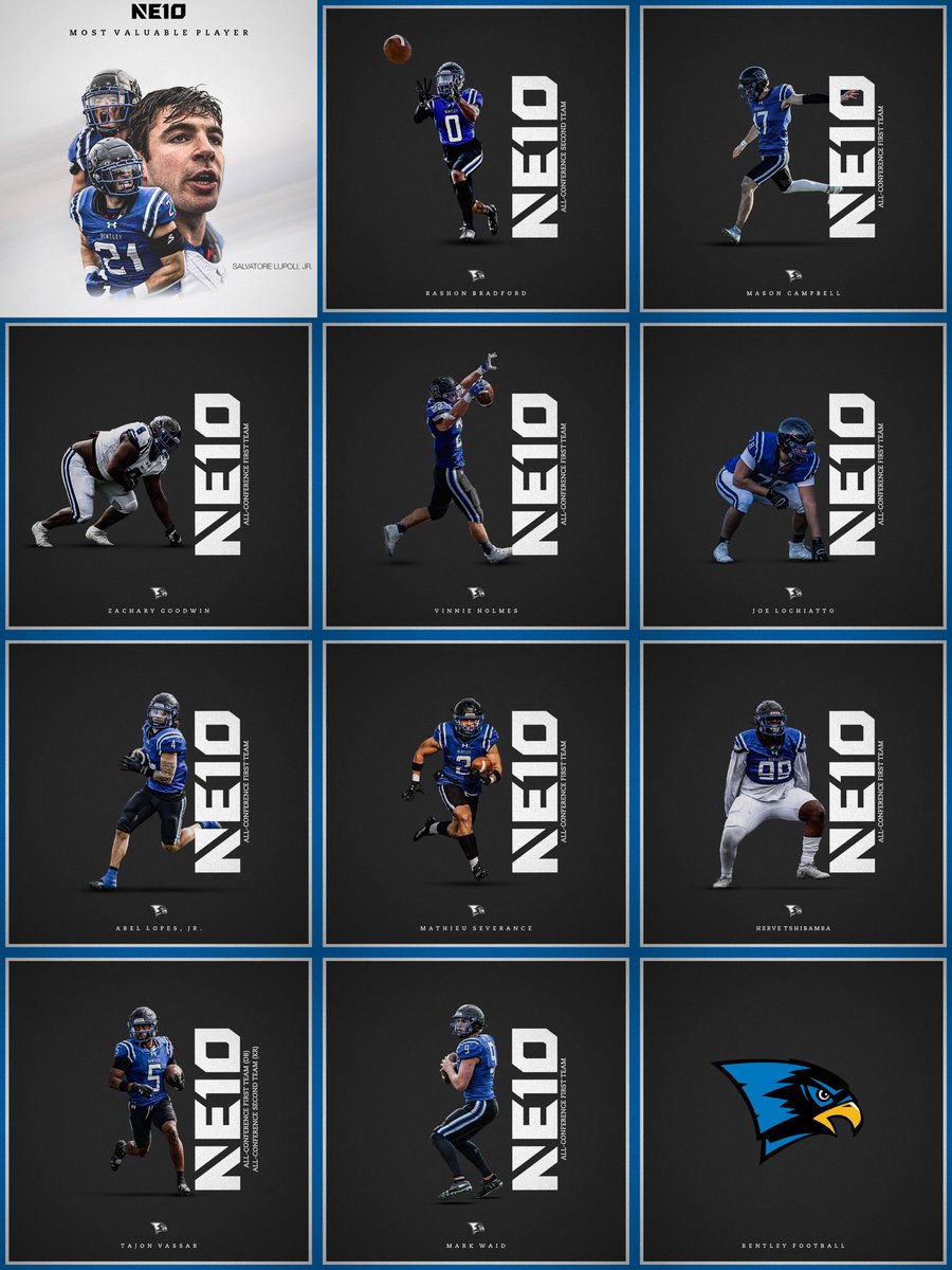FootballBentley's tweet photo. Congratulations to our 1️⃣1️⃣ All NE-10 selections including the NE-10 MVP! https://t.co/Em8Qja7bAn