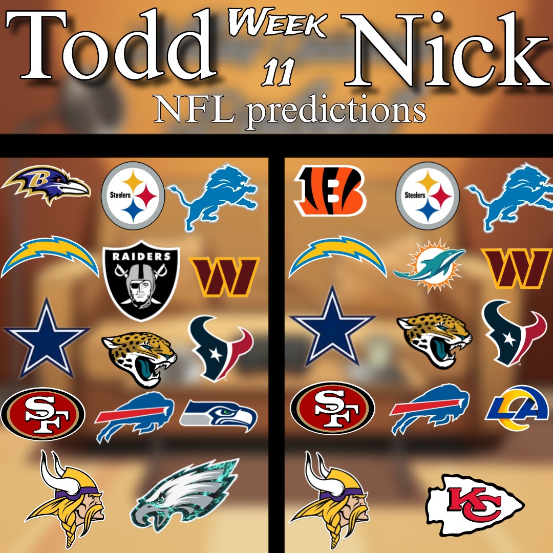 TiltingOpPod's tweet photo. Week 11 predictions https://t.co/8qJgRWCPpq