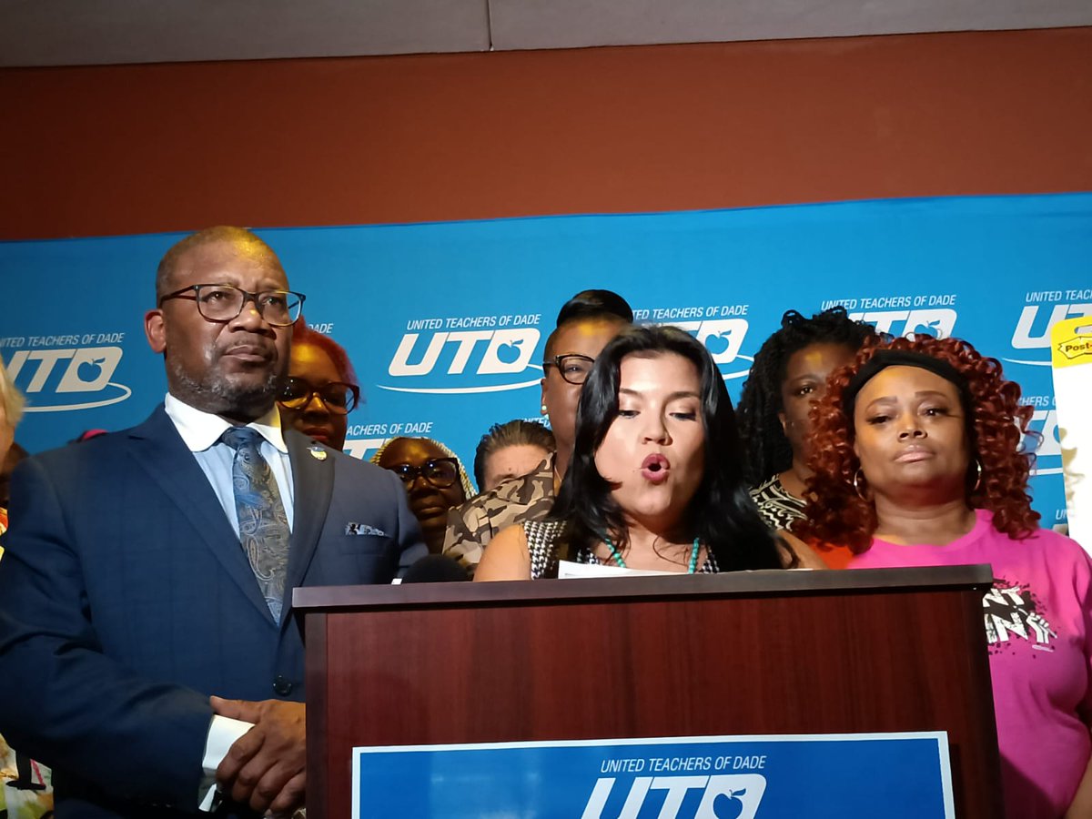 TooMuchMe's tweet photo. NEWS: United Teachers of Dade, the teacher's union for Miami-Dade (one of Florida's largest unions) is likely to be decertified.

As of last week, only 58.4% of members were paying dues. A law passed earlier this year set threshold at 60%. Must send numbers to state tomorrow. https://t.co/4W6AWX4AAz