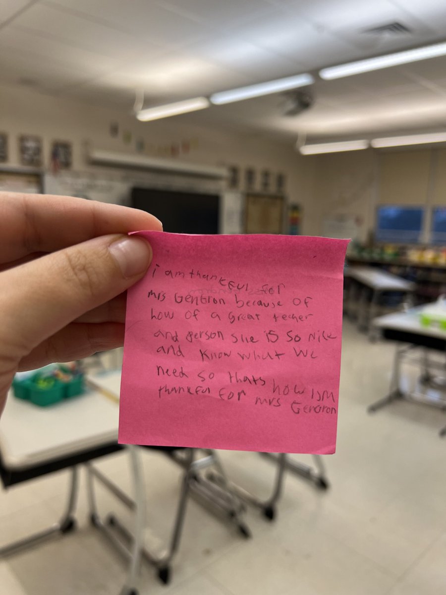 One of my favorite Morning Meeting activities is to have my Ss write why they are thankful for one of their classmates. I was in awe of the kind compliments they gave to each other…and I even got one too. 🥰 Some days are long, but notes like these make it all worth it! #NPSD