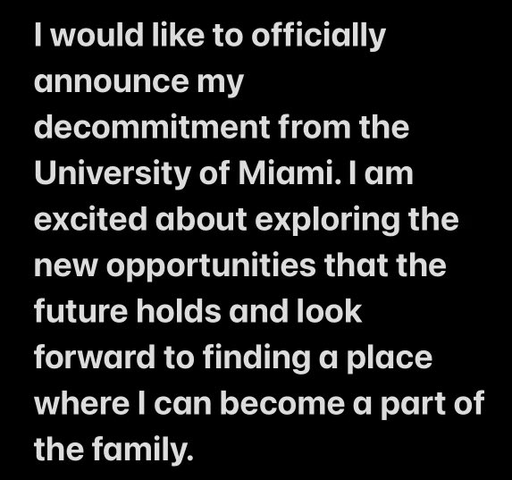 Decommitment Announcement 
<a href="/PROYOUTHinc/">P.R.OYouthFoundation</a> <a href="/MLBDevelops/">MLBDevelops</a> <a href="/OcalaPreps/">Ocala Preps</a> #perfectgame