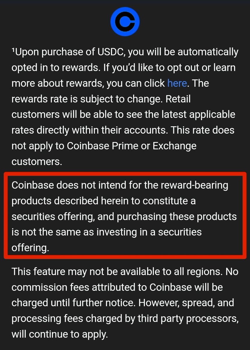 ParrotCapital's tweet photo. #Coinbase #Clownbase $COIN 🤡 is desperate for customer deposits, as it is sending out $USDC "rewards" emails.
Sorry Brian Armstrong and Paul Grewal, but you aren't chartered as a bank, with your pretend "not a savings account/security nonsense".
The disclaimer is laughable. https://t.co/DLcWEvtXqZ
