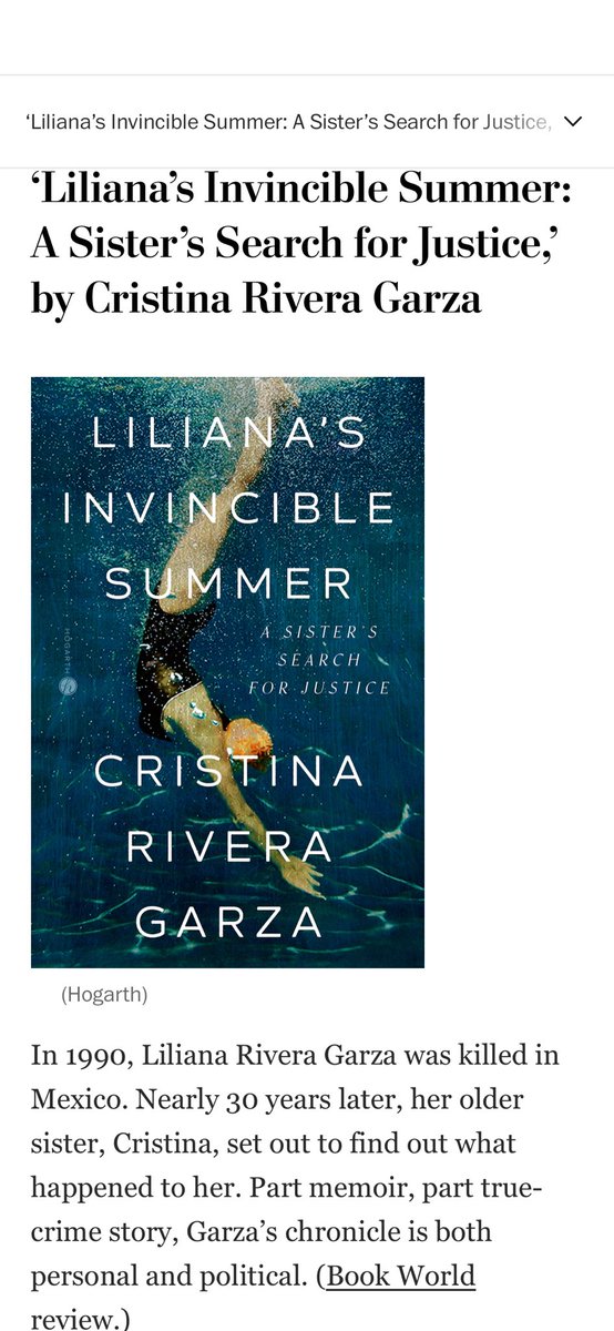 criveragarza's tweet photo. 👇🏽#LilianasInvincibleSummer one of 50 notable works of nonfiction 2023 ⁦⁦@washingtonpost⁩
https://t.co/2bZw2c8x5M https://t.co/DcyDRMKmDQ