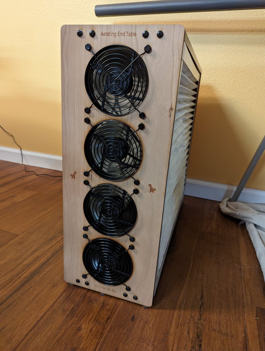 Just got my <a href="/cleanairkits/">CleanAirKits - Big Cleaning at a Whisper</a> system set up. It is so much quieter than my box fan and filter, and nicer looking. I did find the 20"x24" filters a harder size to find, wish it came in 20x25 or 20x20 which Costco sells and Lowe's carries in store near me.