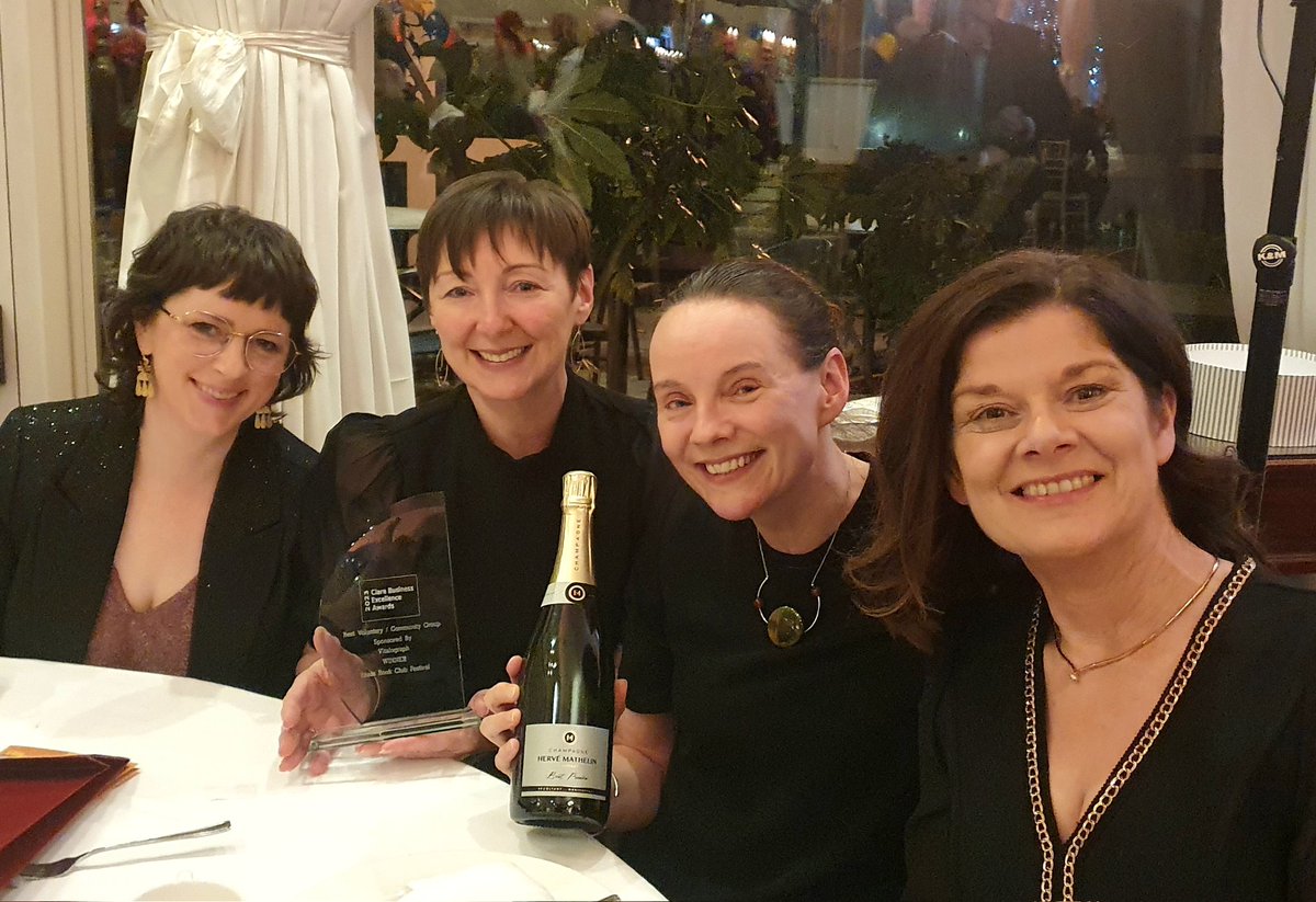 ebcf's tweet photo. We are on cloud nine! @ebcf is officially the best voluntary/community group in Clare and tonight 4 of us proudly picked up our award at the #ClareBusinessAwards23 organised by the superb team from @EnnisChamber at the gorgeous @InnatDromoland

#PoweredByVolunteers https://t.co/innT7I0GHG
