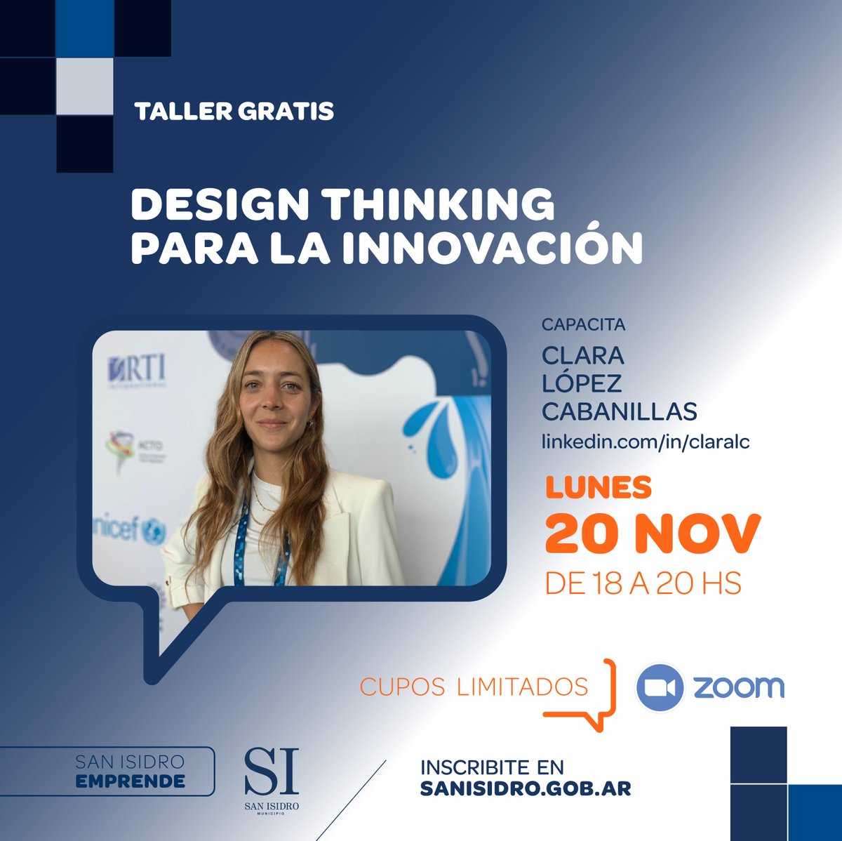 💡Taller: Design thinking para la innovación ⁣
📅 Lunes 20 de Noviembre⁣
⏰18.00hs/20.00hs 🇦🇷⁣
👩‍💼Capacitadora: Clara López Cabanillas
linkedin.com/in/claralc/
💻 Modalidad online por zoom⁣