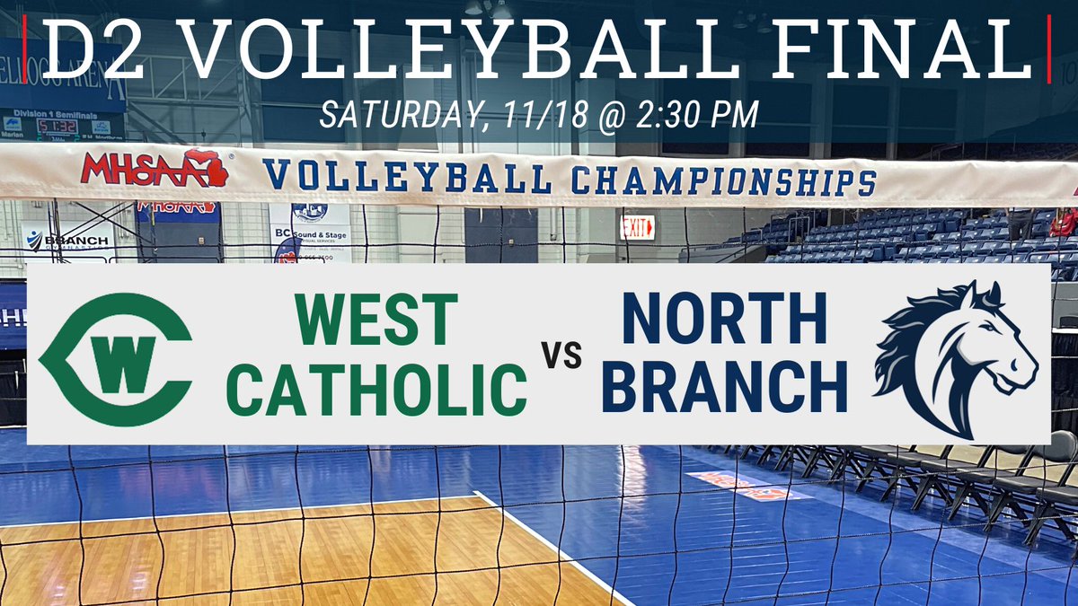 MHSAA (@mhsaa) on Twitter photo ๐D2 VOLLEYBALL FINAL: The Falcons from GR West Catholic face the Broncos from North Branch in the Division 2 Final on Saturday at 2:30pm!
@wcathleticspage <a href="/NorthBranchAD/">NB Athletics</a>
๐๏ธTickets: ow.ly/cWFe50Q8zVs
#goodluck #finalsbound #volleyball #MHSAA ๐D2 VOLLEYBALL FINAL: The Falcons from GR West Catholic face the Broncos from North Branch in the Division 2 Final on Saturday at 2:30pm!
@wcathleticspage <a href="/NorthBranchAD/">NB Athletics</a>
๐๏ธTickets: ow.ly/cWFe50Q8zVs
#goodluck #finalsbound #volleyball #MHSAA