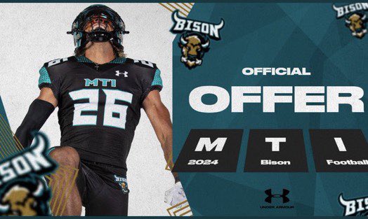 tjs__8's tweet photo. I am beyond blessed to receive my first Offer from MTI⚪️⚫️🦬@MTIFootball @ShedrickMckenz2 @sorealac #agtg https://t.co/ENxxUDAyu3