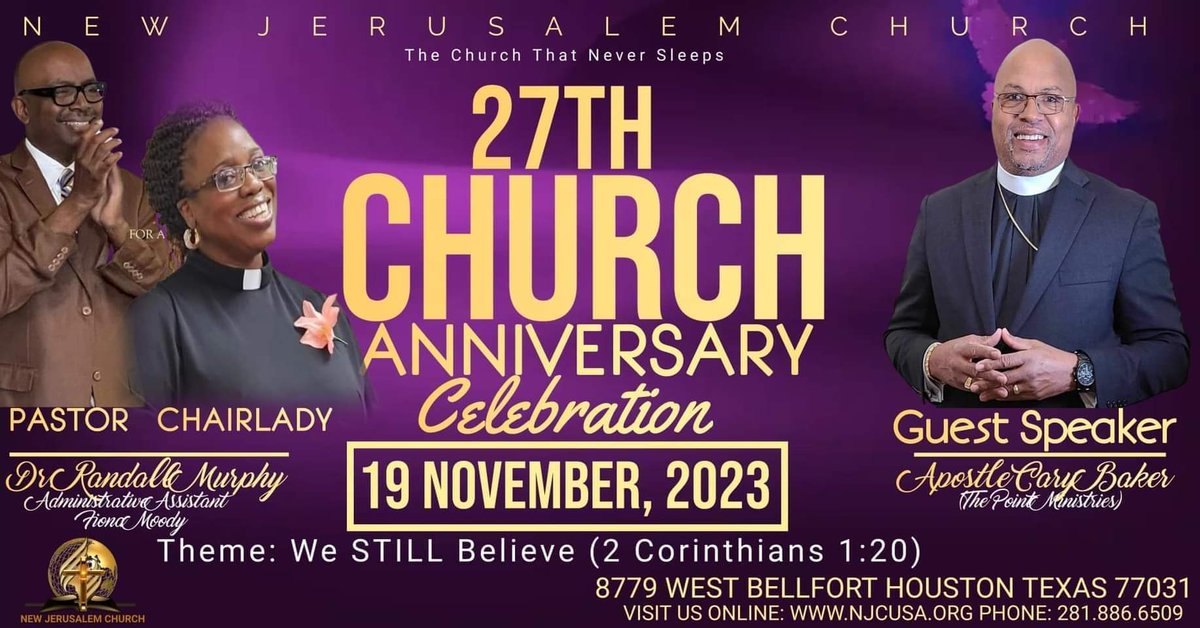 ApostleCL's tweet photo. will be the guest preacher, and  would love for you to go with me to: New Jerusalem C.O.G.I.C. They're celebrating their 27th Church Anniversary. This Sunday November 19th, at: 3pm 

8779 West Belfort
Houston, Texas 77031 https://t.co/VGkyu49MwT