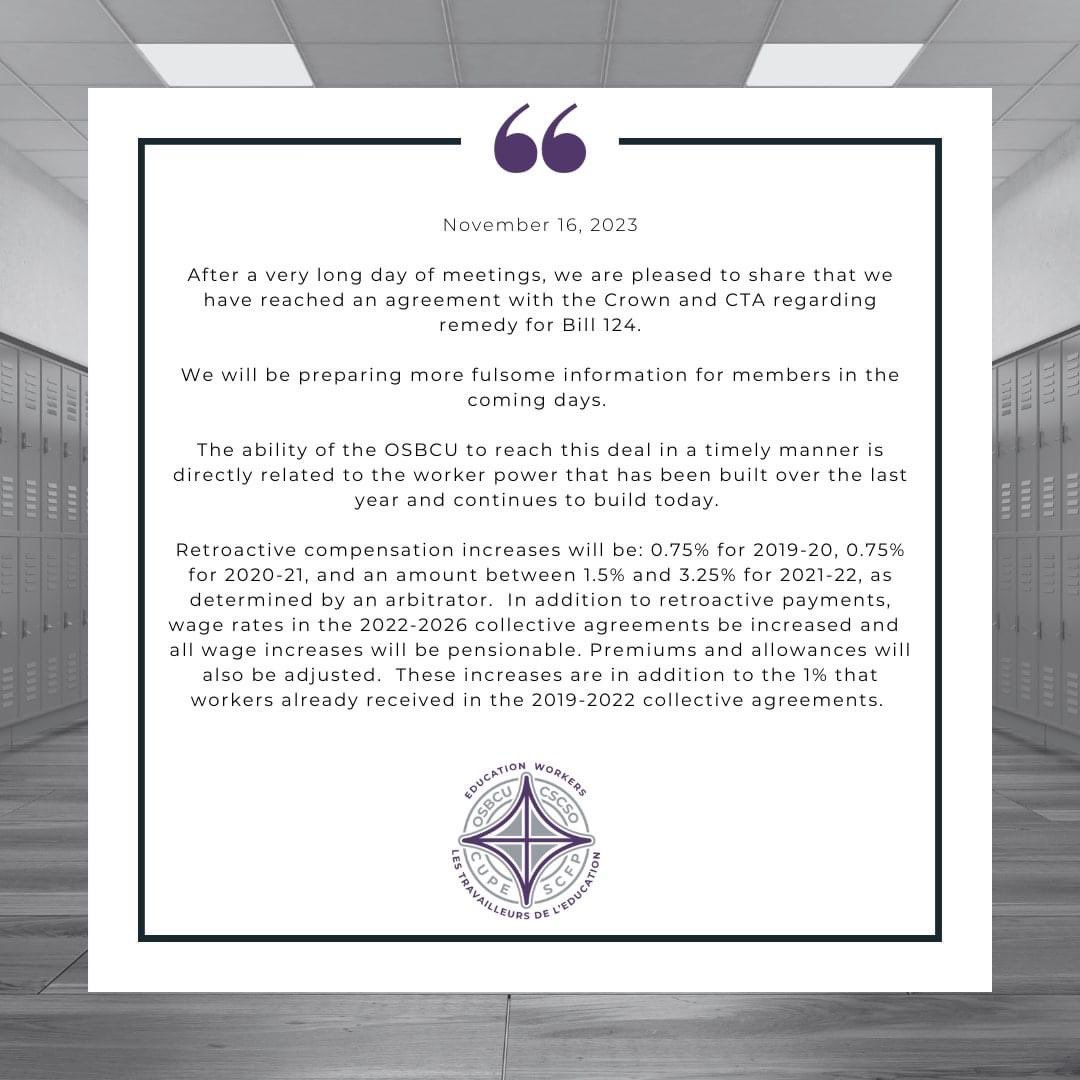 Amazing news for CUPE OSBCU Workers!
#WorkerPowerWinsAgain