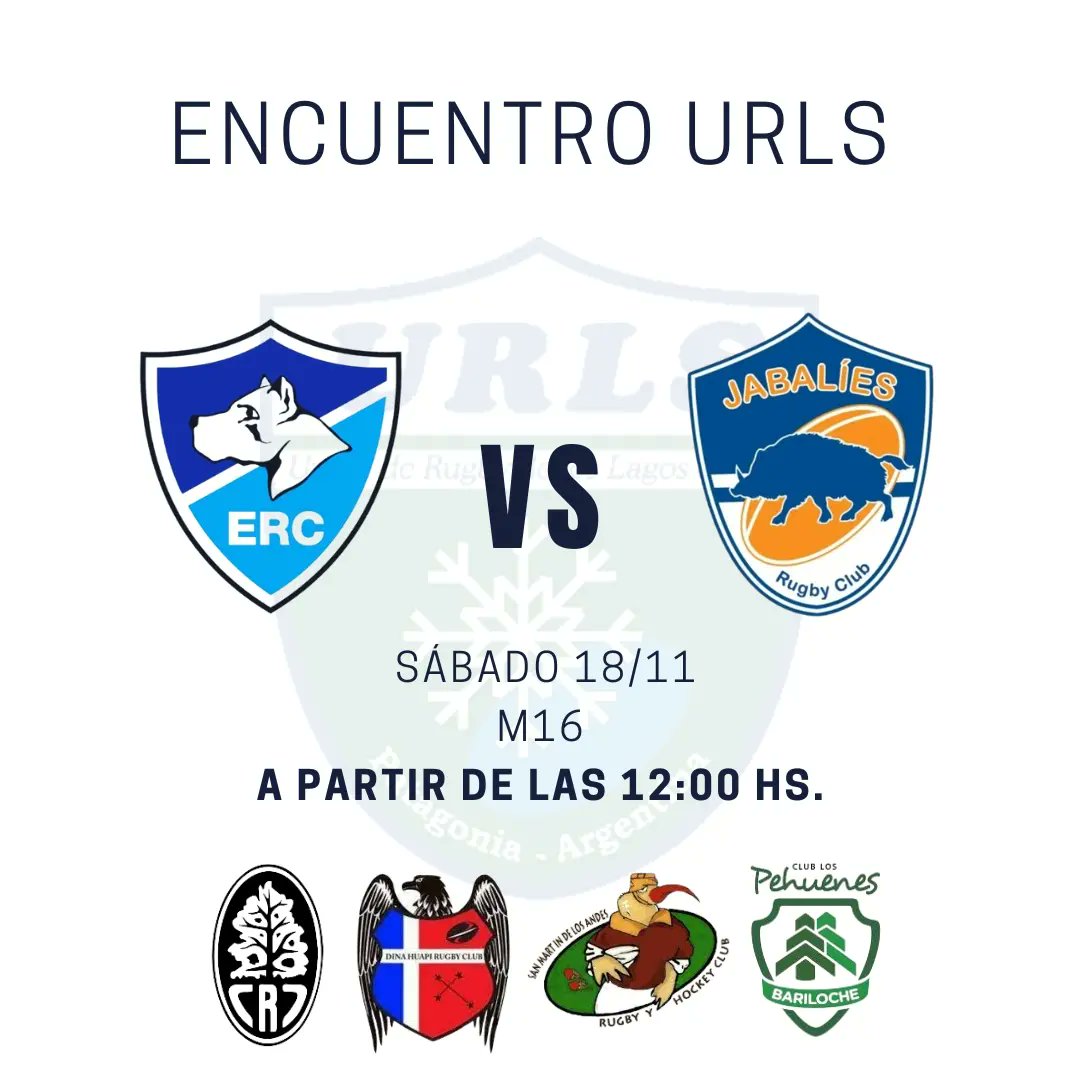 EsquelRugbyClub's tweet photo. ¡Este sábado jugamos en casa! 🇪🇪

Por el Torneo Oficial de la URLS, recibimos en Nuestro Club, a Bandurrias de San Martín de Los Andes, Coihues de Villa la Angostura, Dina Huapi, Jabalíes de El Bolsón y Pehuenes de Bariloche en la categoría M16.👏 https://t.co/RT3Av15hgA