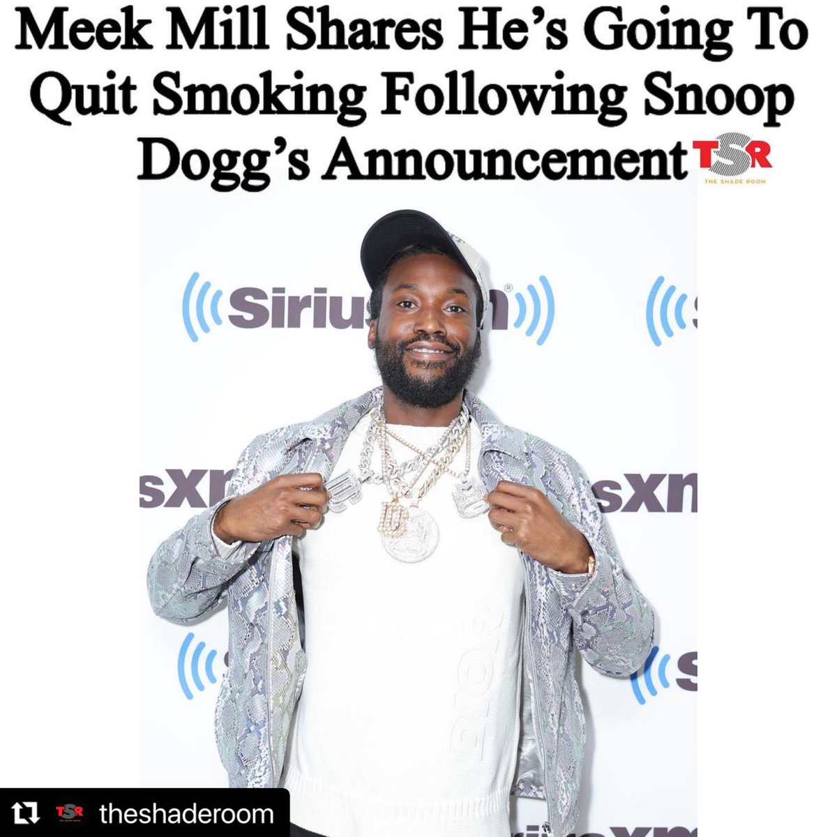 #MeekMill reveals he also will be following #SnoopDogg and will quit smoking. He also shares information from his doctor. (SWIPE) 📸: #gettyimages ) ✍🏾#TSRStaffAS #explorepage