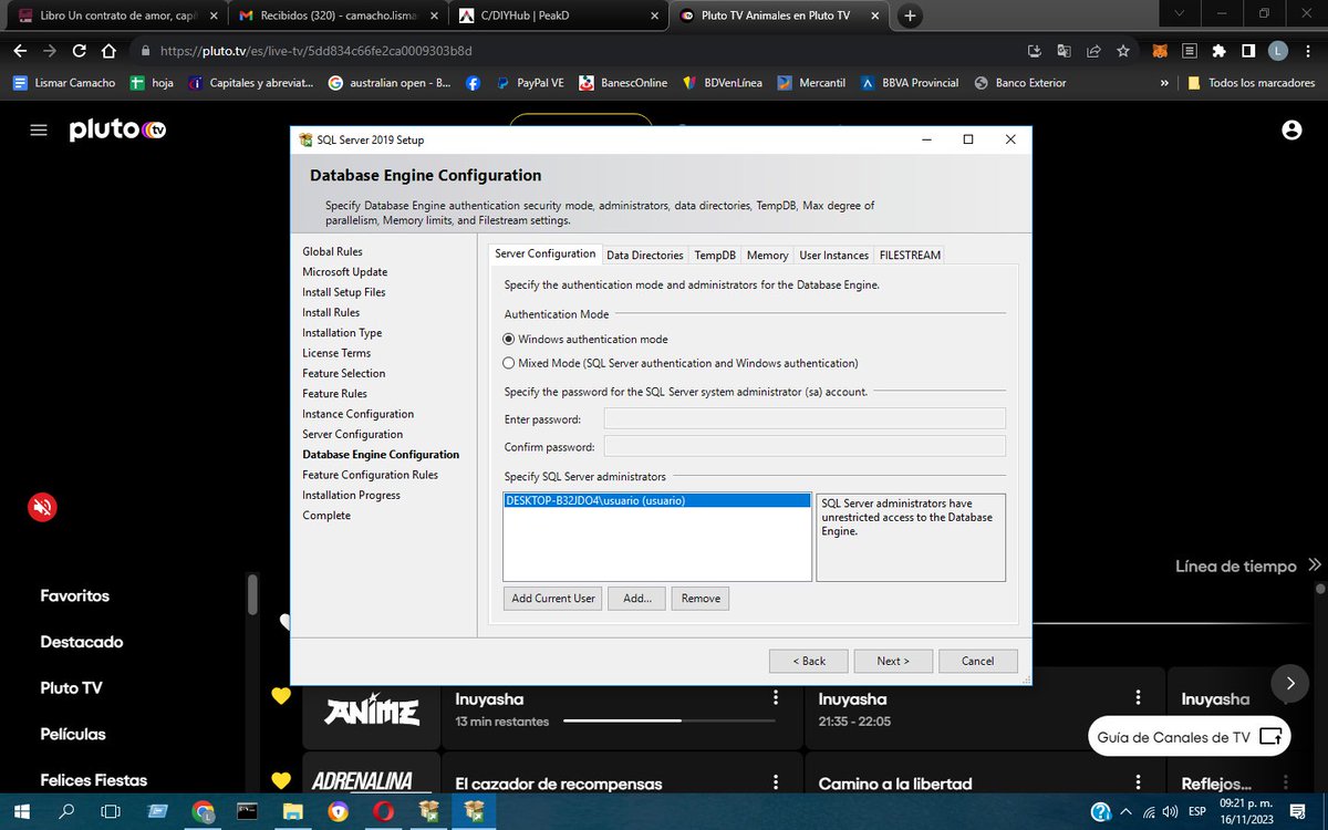 L1smarcarolina2's tweet image. Nueva instancia #sqlserver2019