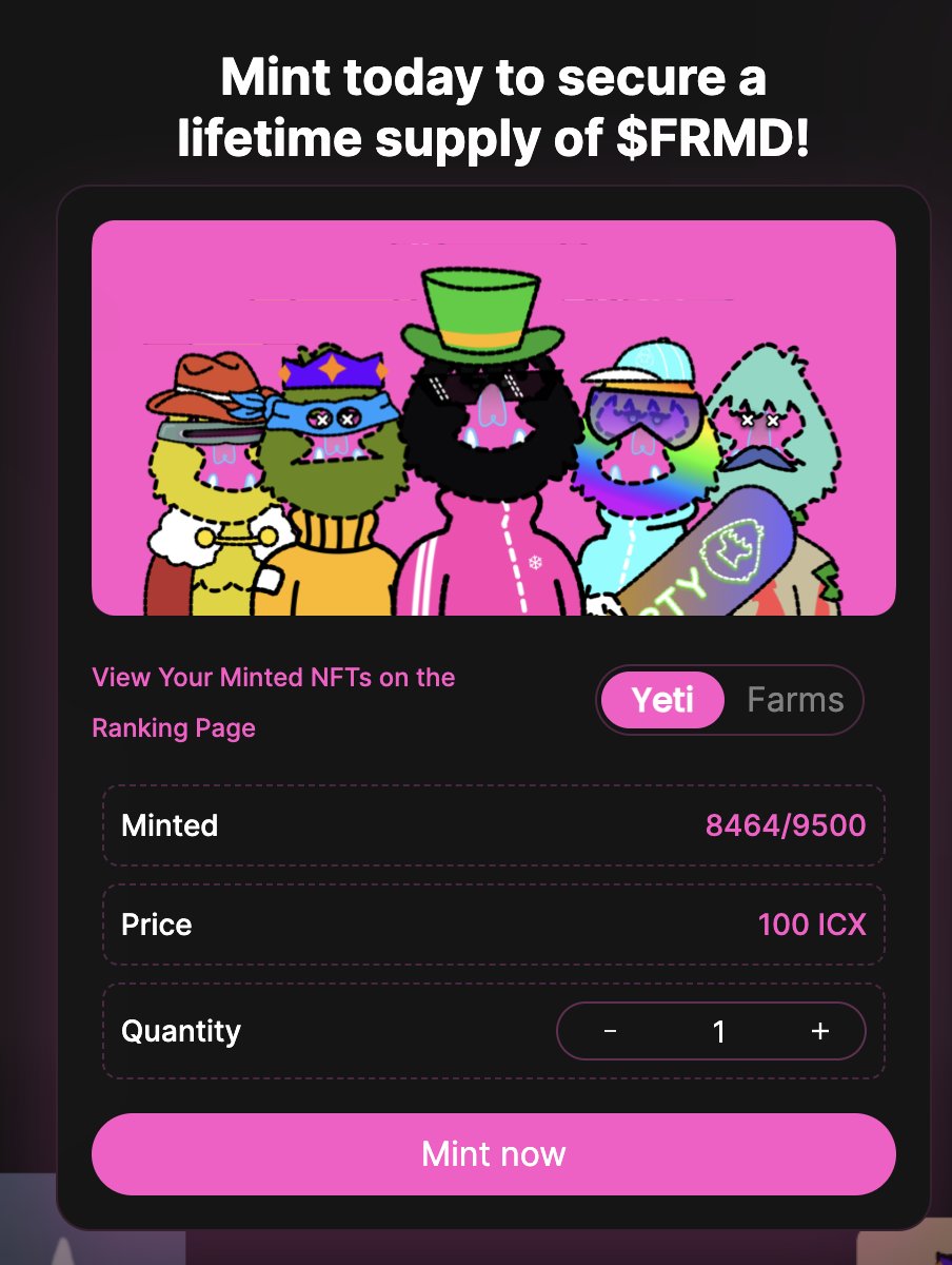 Vacati0n_Steve's tweet photo. I started Operation Sellout. Go here ----https://t.co/bDINEAua4J and buy a Yeti. Only 1036 Left to Mint out. I bought this one yesterday. Pay it forward. @FramdNFT @helloiconworld #ICX #FRAMD https://t.co/yHcuOyLSSu