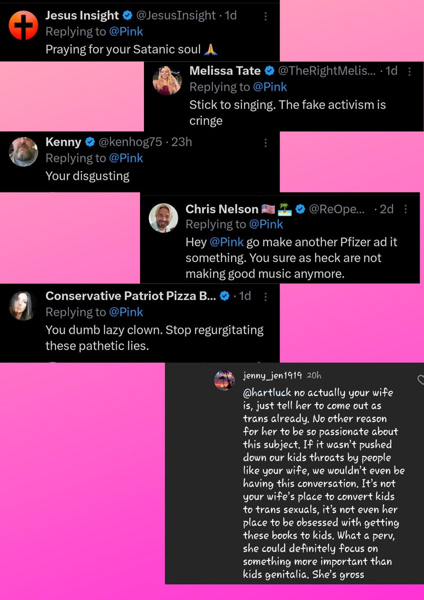 Whew! This is a long one! And some of you are getting called out...to <a href="/Pink/">P!nk</a> you rock, and don't ever forget it!