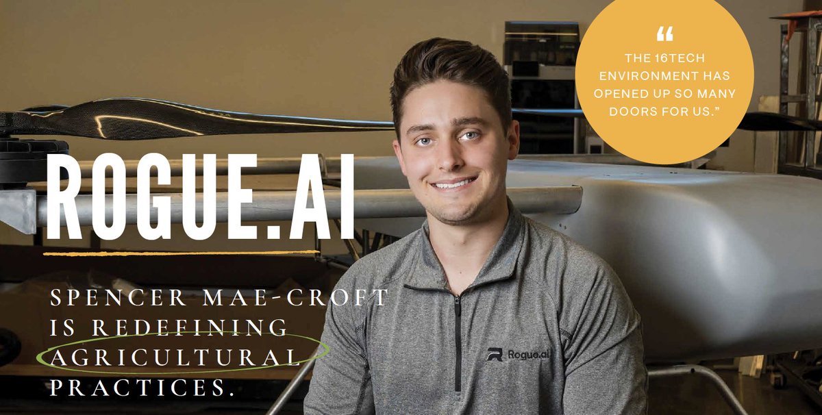 16Techinnovate's tweet image. The @Indiana_EDC released the 2023 Entrepreneur Yearbook this week. You’ll spot Spencer Mae-Croft, Machyne Makerspace tenant and President &amp;amp; CEO of Rogue.ai 

Read more on how Spencer is redefining agricultural practices here at #16Tech: bit.ly/3G7WTj.