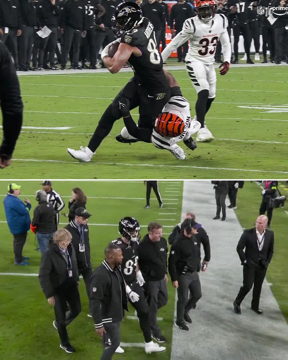 SportsCenter's tweet image. Mark Andrews was helped off the field after this tackle.

He is questionable to return with an ankle injury.