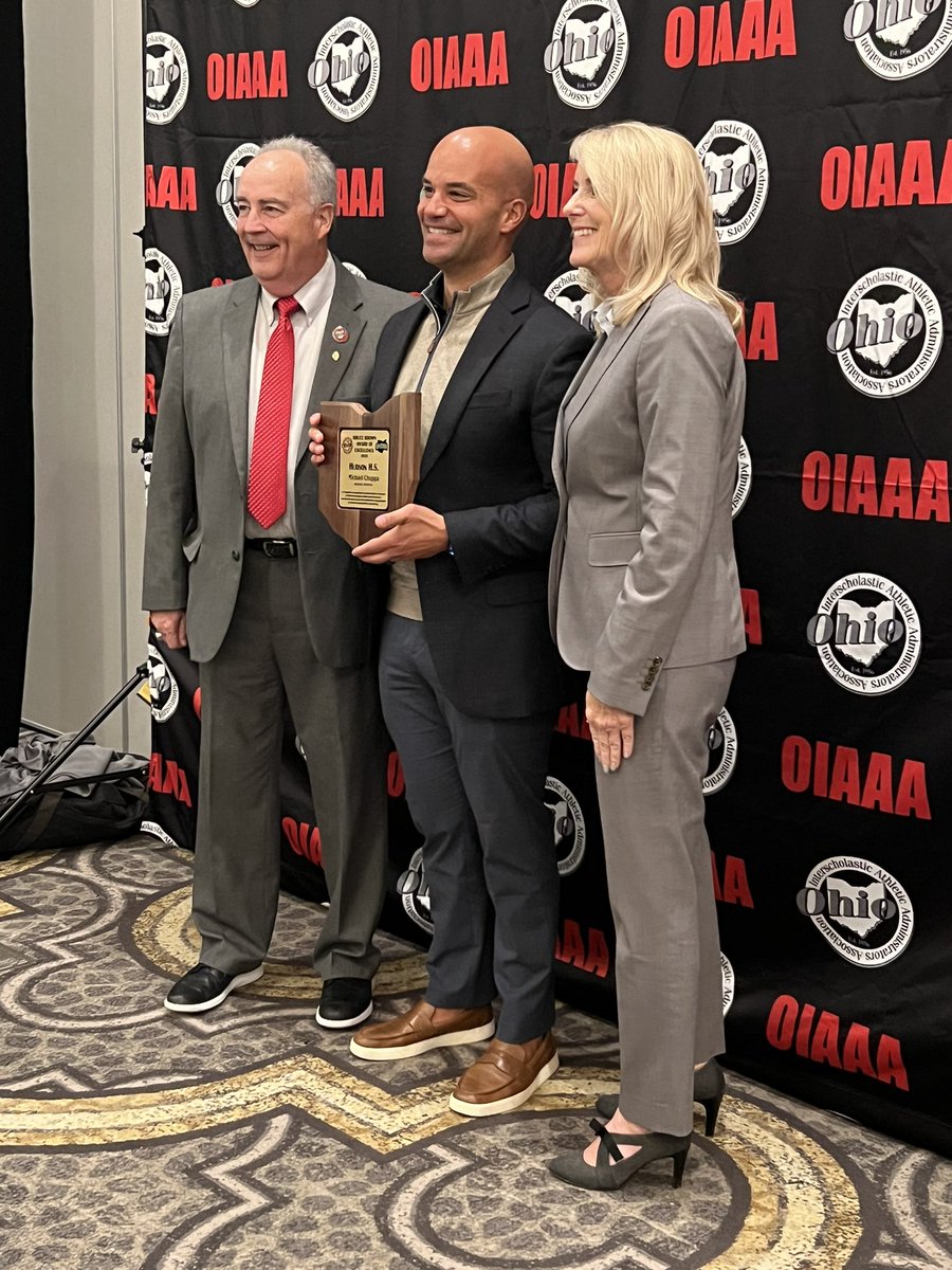 So proud of our Athletic Director, Mike Chuppa. Mike was honored in Columbus on Tuesday with the Bruce Brown Award of Excellence. Great supporter of our kids and coaches. Congrats <a href="/HudsonOHSports/">Hudson Athletics</a>