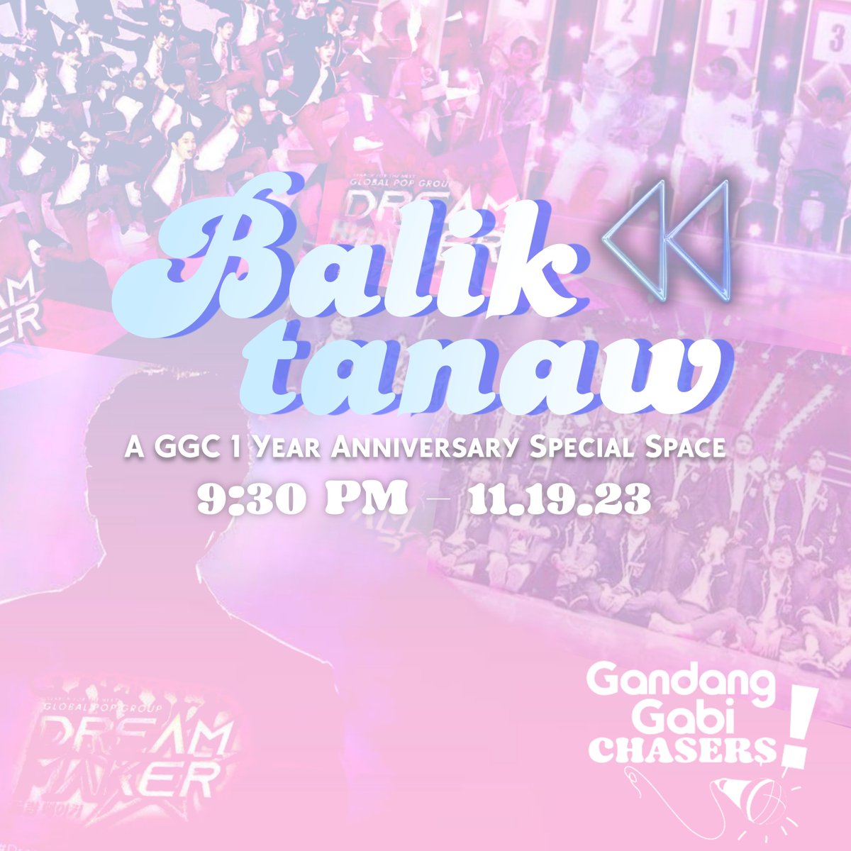 WHY DON'T YOU COME AND JOIN US?

On a Sunday Night, join us for “Balik Tanaw ⏪” a GGC Anniversary Special Space at 9:30 PM!

Everyone is free to join as we talk about memories about <a href="/DreamMakerOfc/">Dream Maker</a>!

See you on Sunday, Online Chingus!

#DreamMaker #GGCBalikTanaw