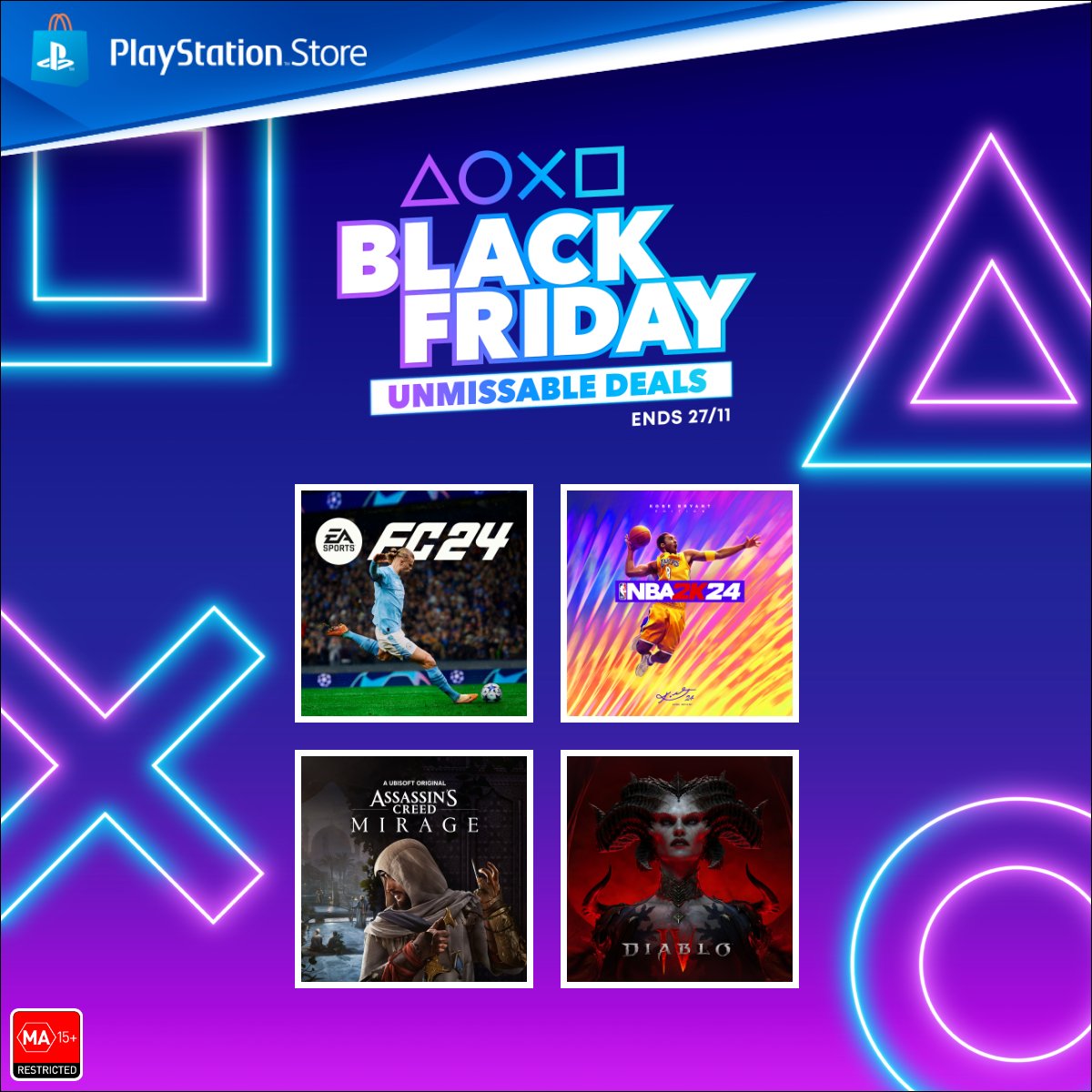 PlayStation AU on X: Our Black Friday sale kicks off today on PlayStation  Store. Huge discounts on games and PlayStation Plus until 27.11.23. 🔗    / X