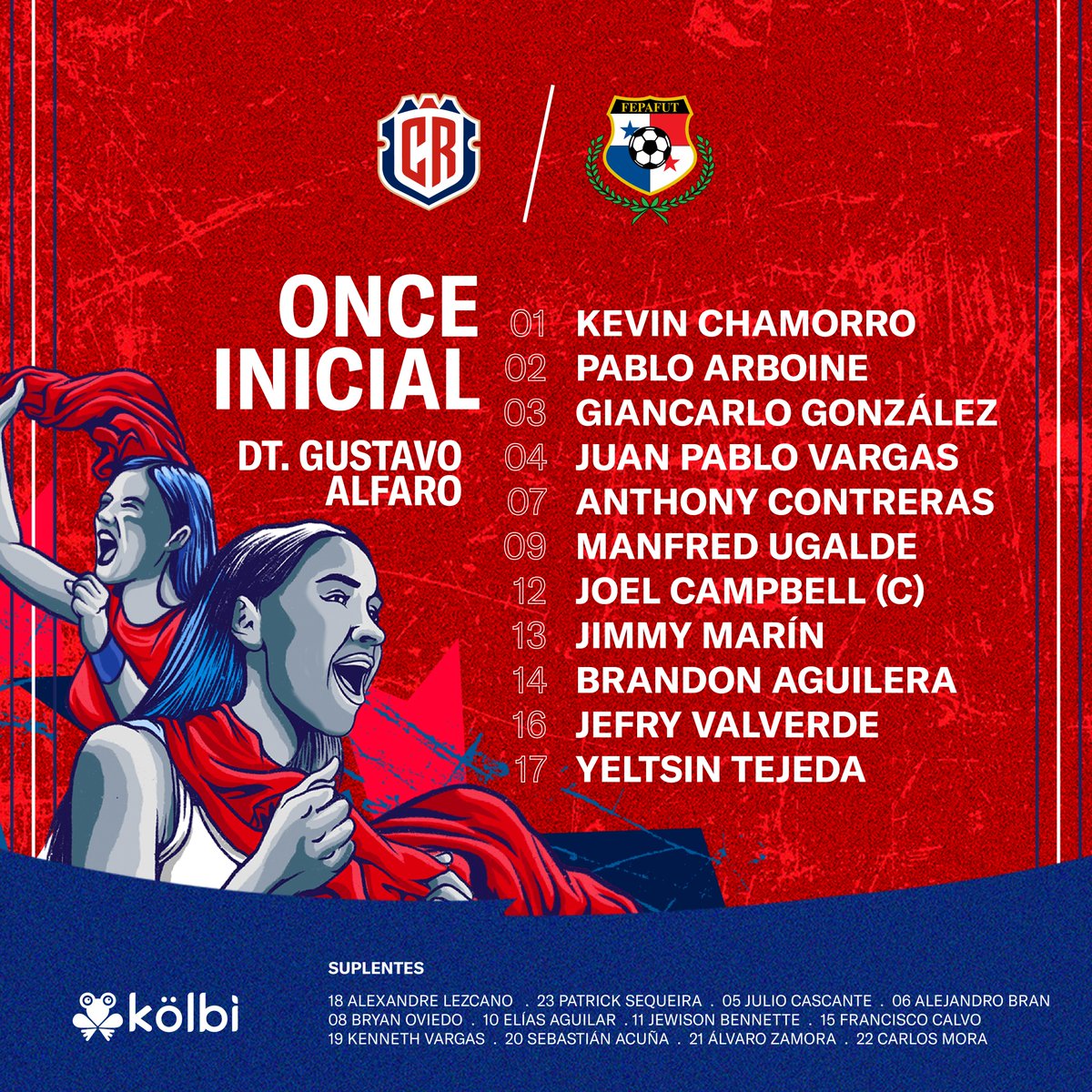 laselecrc_'s tweet photo. Lista la primera alineación de nuestro DT Gustavo Alfaro ✅.
¡Vamooos Seleeee 💙! ¡Hoy en la cancha somos más que 11! 💪🏻🇨🇷
#FCRF #LaSele #EcoDeUnPaís https://t.co/IvPH4wujBU