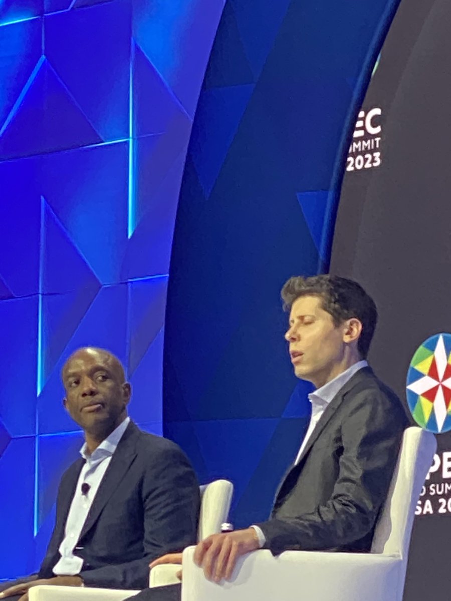 edithyeung's tweet photo. Amazing to watch @laurenepowell moderating #2023APEC AI panel with @sama,  Chris Cox of Facebook, James Manyika of Google.

AI is different from every previous technology in human history. It’s first technology that can make decisions by itself, that can create new ideas by itself and that can learn and develop by itself.  Lauren quoted @harari_yuval