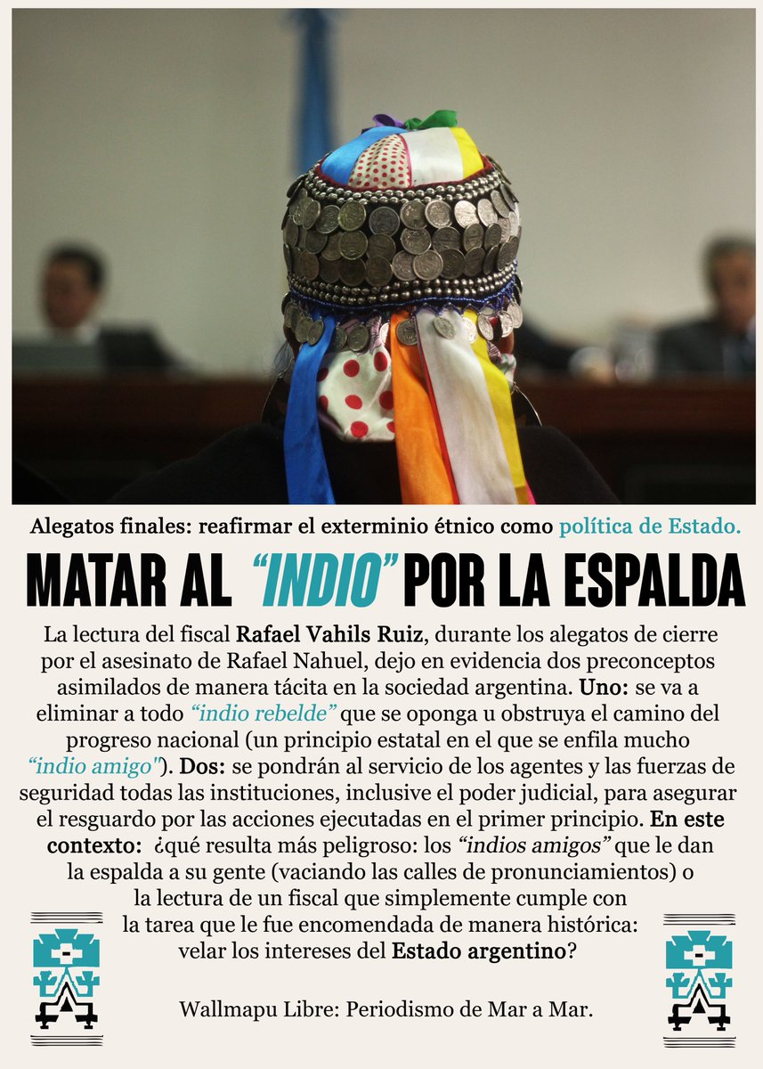 🔴 Matar al "indio" por la espalda.  

📅 Alegatos finales: reafirmar el exterminio étnico como política de Estado. 

Escribe ✍️ Gustavo Figueroa 

Crónica 📇 completa: wp.me/pd1X6P-ll