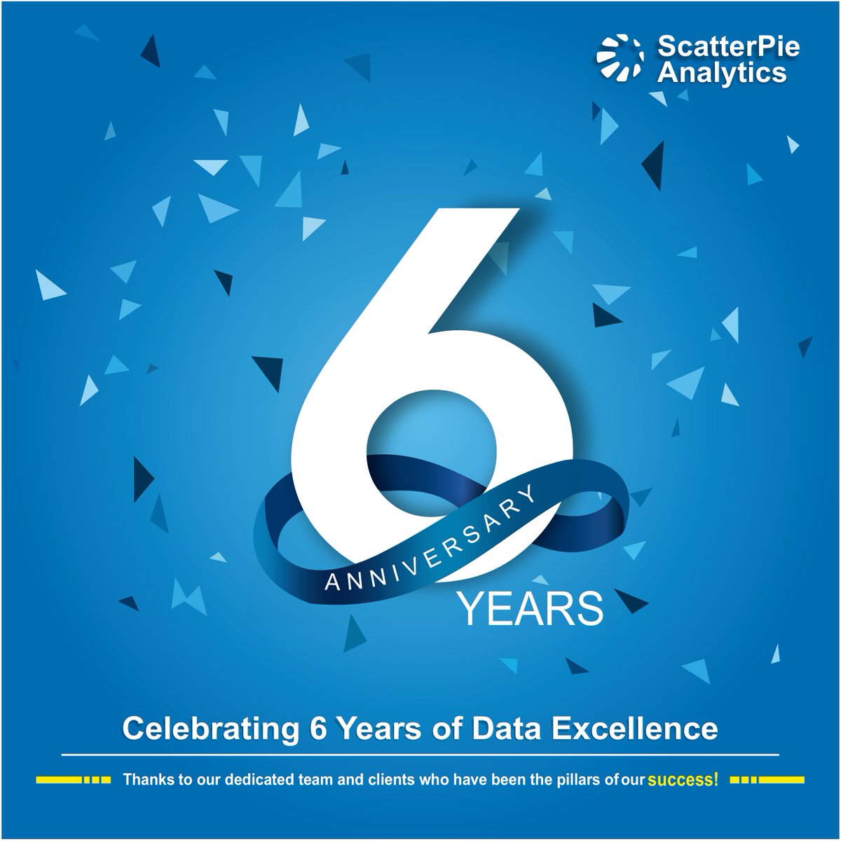 WeAreScatterPie's tweet photo. 🎉 Celebrating 6 Years of Data Excellence! 🚀 🎉

Thank you for being part of the ScatterPie Analytics family. Here's to the next chapter of innovation and success! 🚀📊 

#ScatterpieAnalytics #ScatterPieAnniversary #DataAnalytics #DataExcellence #AnalyticsJourney https://t.co/r9QRuFk1ui