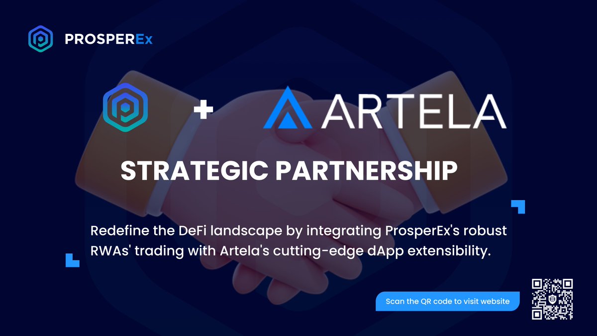 AlloyX_exchange's tweet photo. 🚀 Exciting Alliance! #ProsperEx joins forces with @Artela_Network to redefine #DeFi.

🌟 Together, we're paving the way for advanced, secure, and versatile #DeFi solutions.

#blockchaintechnology  #CryptoNews #Web3Startup https://t.co/FGK4xntxVU