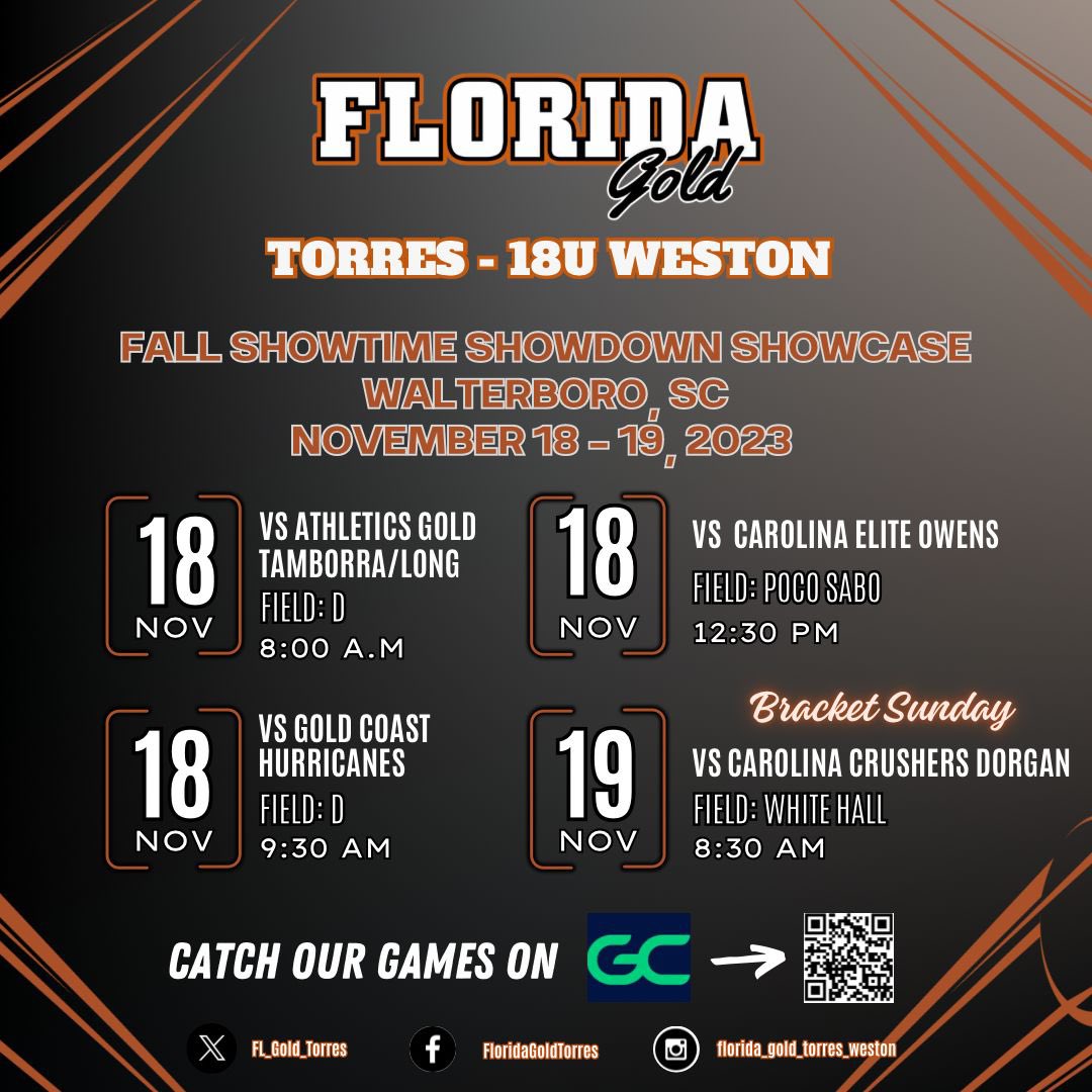 RubiBonilla2025's tweet photo. Leaving soggy 🌧️ South Florida for ☀️ sunny South Carolina!  Come give us a 👀 in Walterboro at the 🥎 Fall Showtime Showdown Showcase @FL_Gold_Torres 🧡🖤 @SoftballDown @CoastRecruits @TopPreps @AScholarsBrand  #Recruit #ClassOf2025 @IHartFastpitch https://t.co/WPBvV8oxg4
