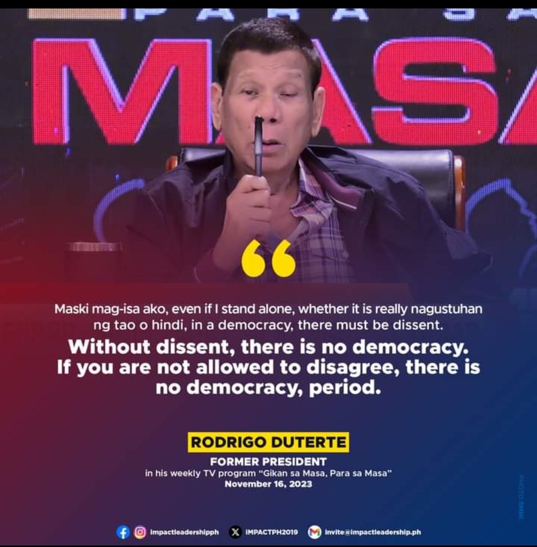barrygutierrez3's tweet photo. Rodrigo Duterte echoing a line first used by Leni Robredo back in 2017 is the second funniest thing I've seen today.

The first is Duterte projecting himself as a champion of free speech and democracy. https://t.co/Ih5m6ZIO97