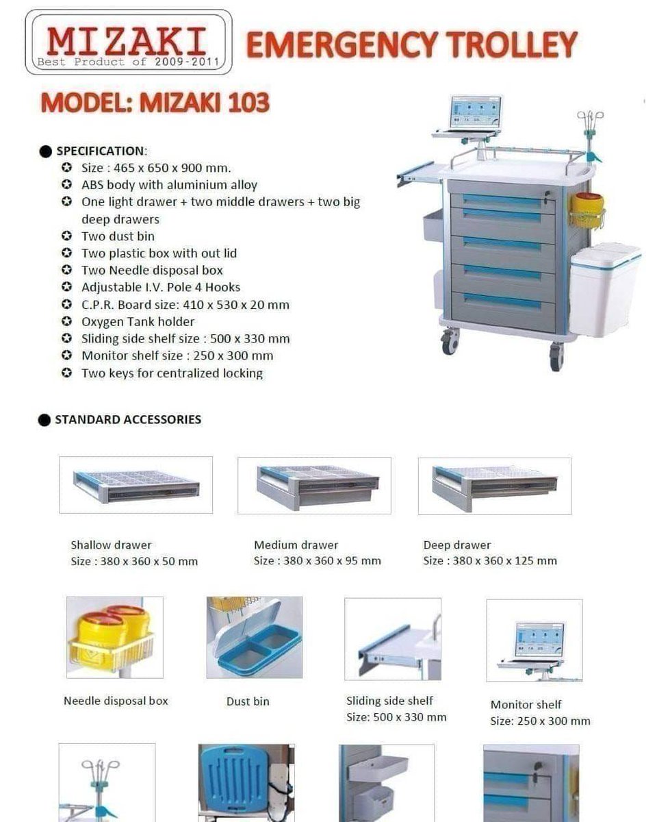 workiconth's tweet photo. สินค้าแนะนำ :Emergency Carts / Emergency Trolleys (รถเข็นฉุกเฉิน) สำหรับโรงพยาบาล, Model: Mizaki 103
#ขาย #emergencycart #cart #trolley #emergencytrolley #mizaki #mizaki103 #รถเข็นฉุกเฉิน #รถเข็นพยาบาล #โรงพยาบาล #ห้องพยาบาล #พยาบาล #hospital #nurse #eec #ตัวแทนจำหน่าย #dealer https://t.co/0wO3TNL7lb