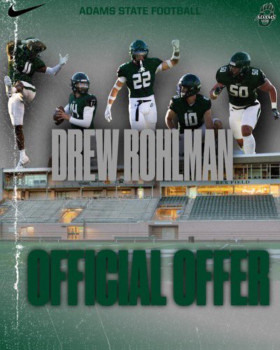 drew_rohlman's tweet photo. After a great phone call with @J_town702 I am blessed to receive an offer to Adams state! @coachkham1_ @CoachRosholt @CoachThomas04 @CoachMontez87 @Chatfieldftball https://t.co/XL4l0kdnDT