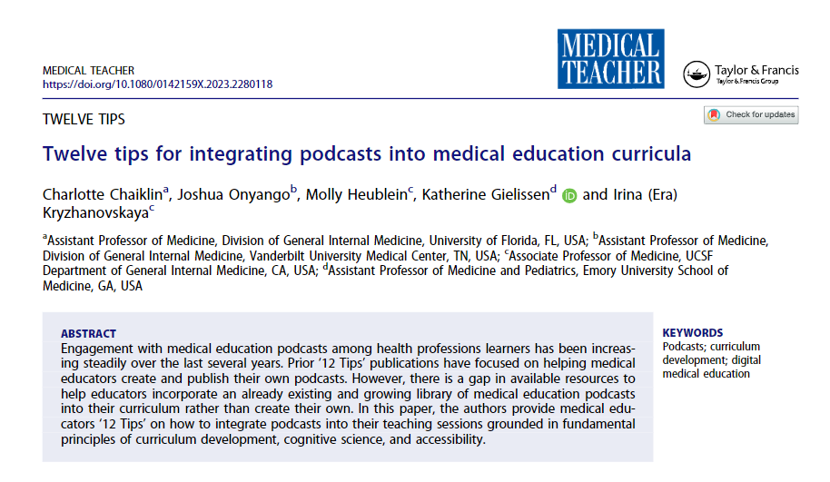 CurbsidersTeach's tweet photo. Check out our #12tips article on how to use podcasts in #meded in @MedTeachJournal https://t.co/jQf6scgaTU https://t.co/t8dO98dCDq