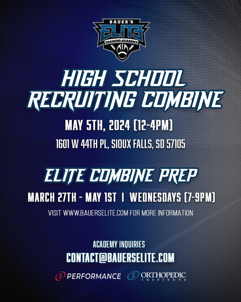 Showcase your skills at the Bauer’s Elite High School Recruiting Combine May 5th, 2024 in Sioux Falls, South Dakota. Our combine will feature the Region’s Elite Skill Players. Coaches from Division D1, D2 and NAIA will be in attendance. We will be hosting established programs…