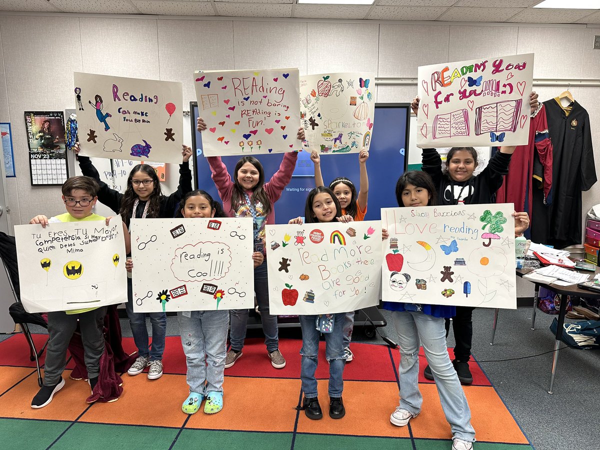 Book club created posters to encourage other students to read and we posted them around the school 📚❤️