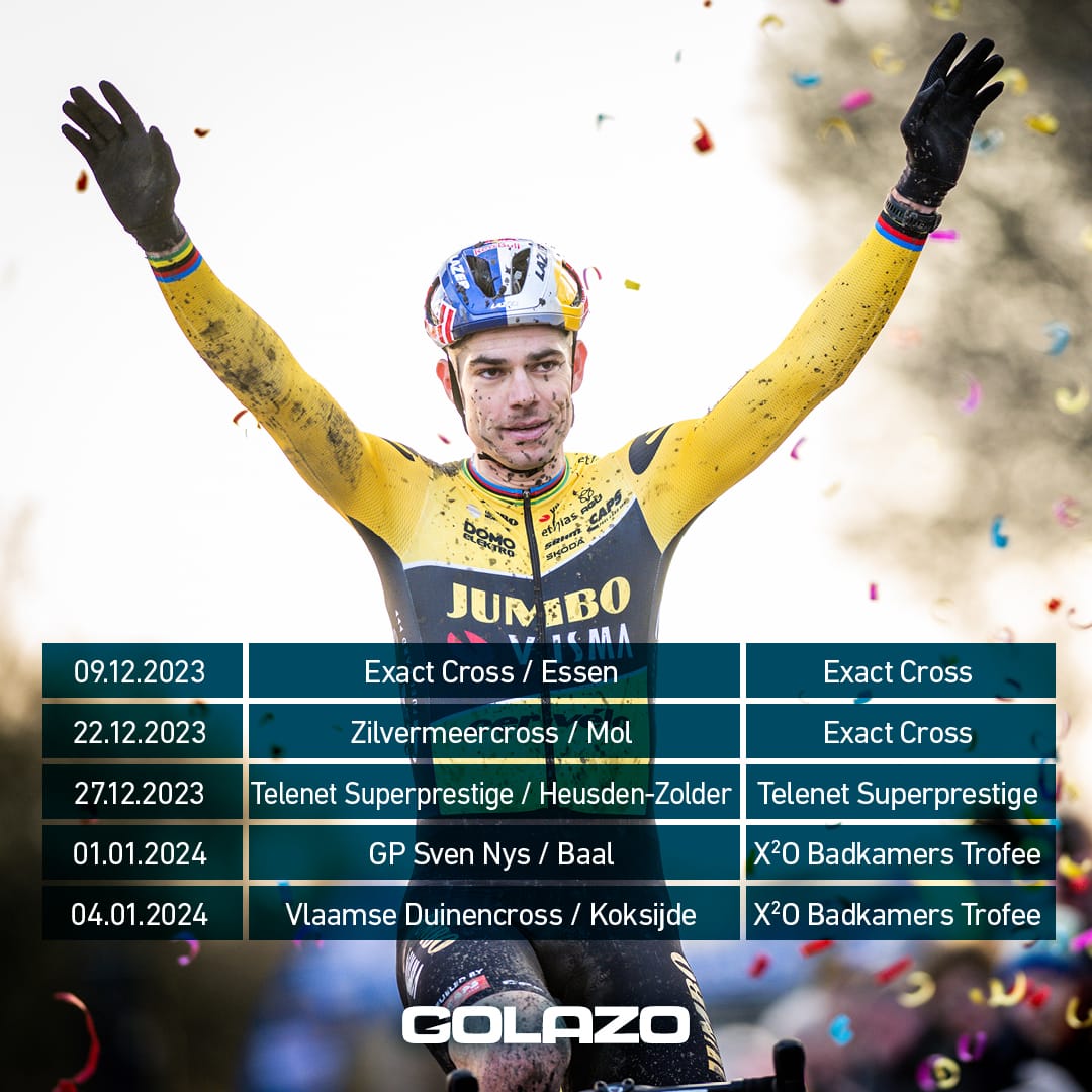 Golazo is honored to welcome our national pride  <a href="/WoutvanAert/">Wout van Aert</a> at our races.
Wout will start his CX season in Essen 🔥.
<a href="/Exact_Cross/">Exact Cross</a> <a href="/X2OTrofee/">X²O Badkamers Trofee</a>