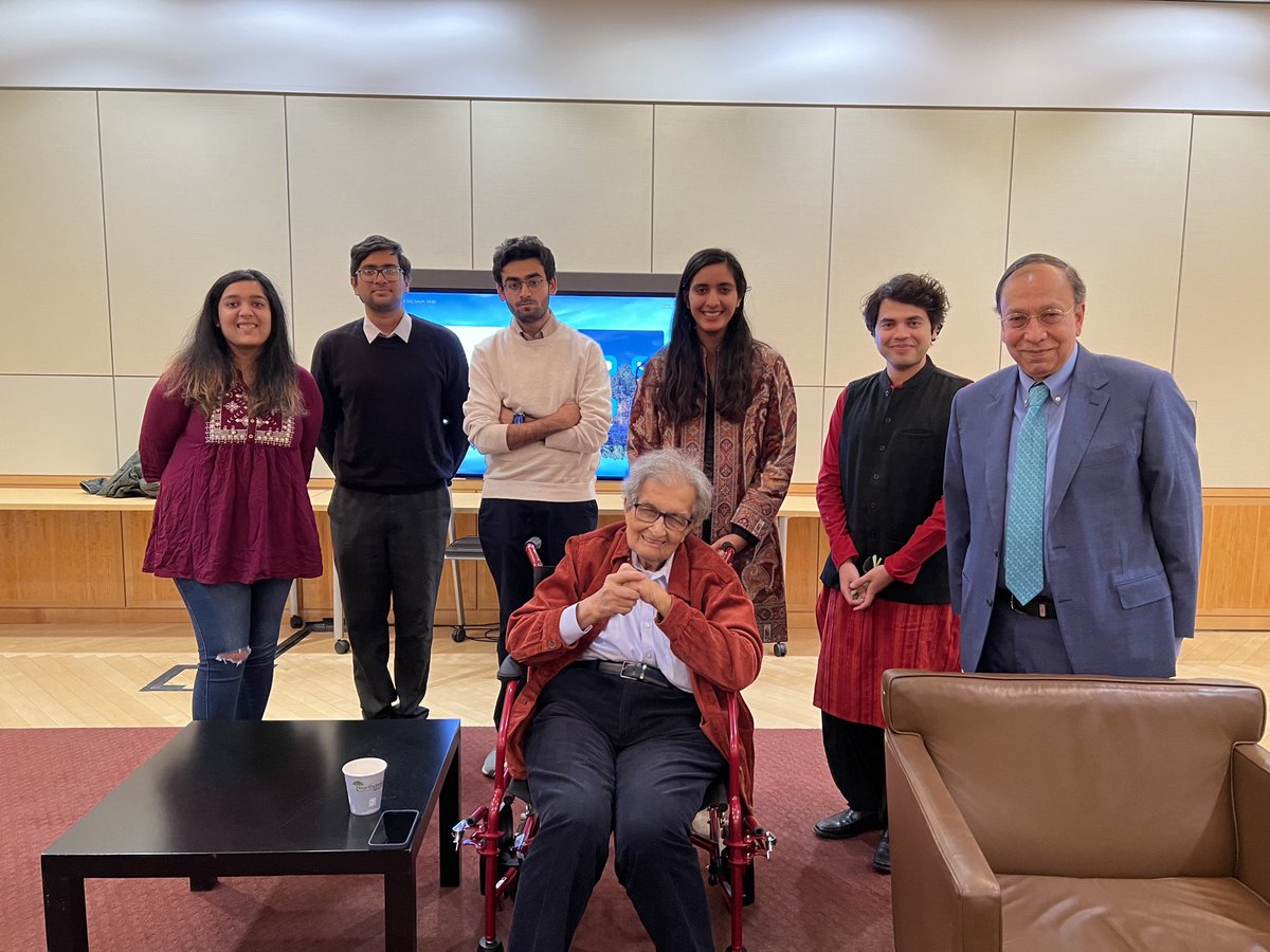 Graduate students awarded India Fellowships in honor of Amartya Sen with Professor Sen today at Harvard