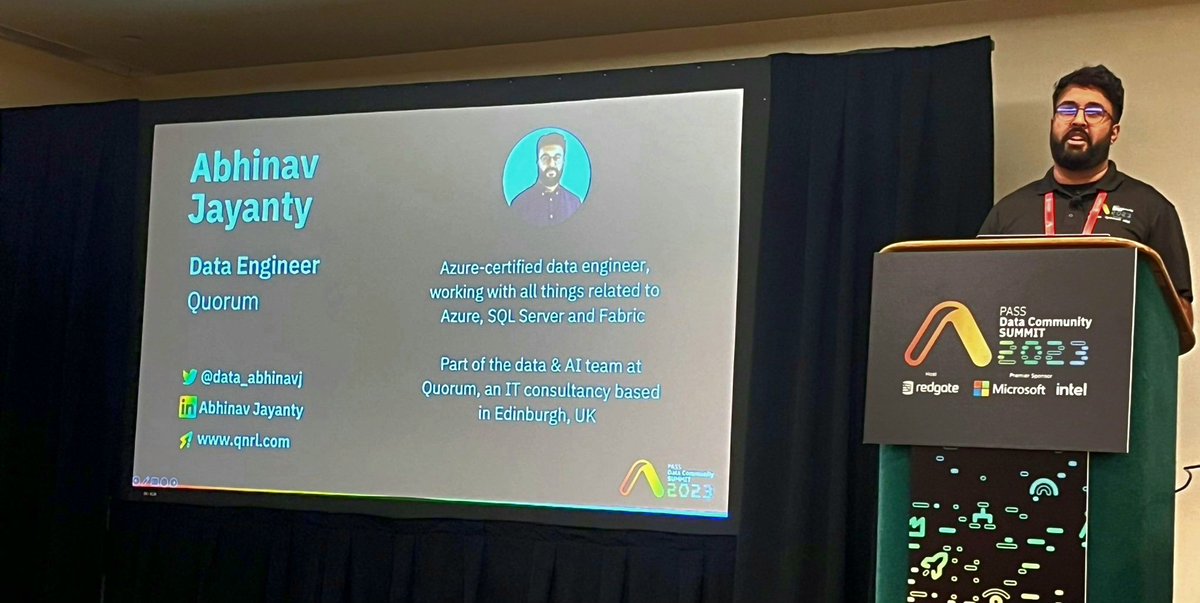 Great session from <a href="/data_abhinavj/">Abhi Jayanty</a> at #PASSSummitData #alwayslearning