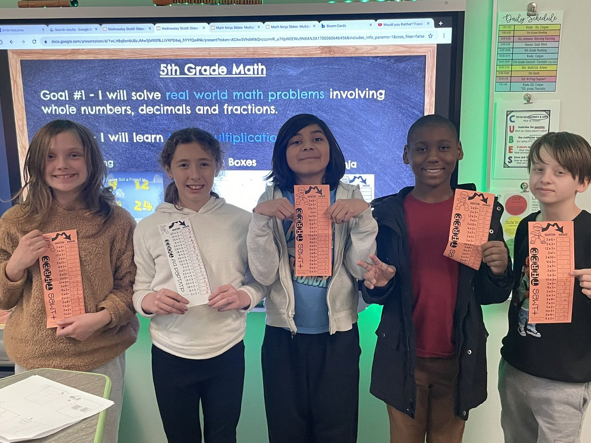 Look at this fabulous group of 5th graders working hard to master multiplication and division facts! #theMESway