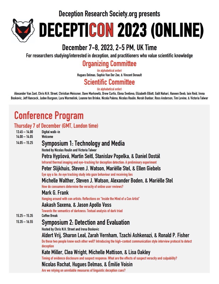 DeceptionRS's tweet photo. The conference program for Decepticon 2023 (Online) is now available! https://t.co/GYaUGn3BML
