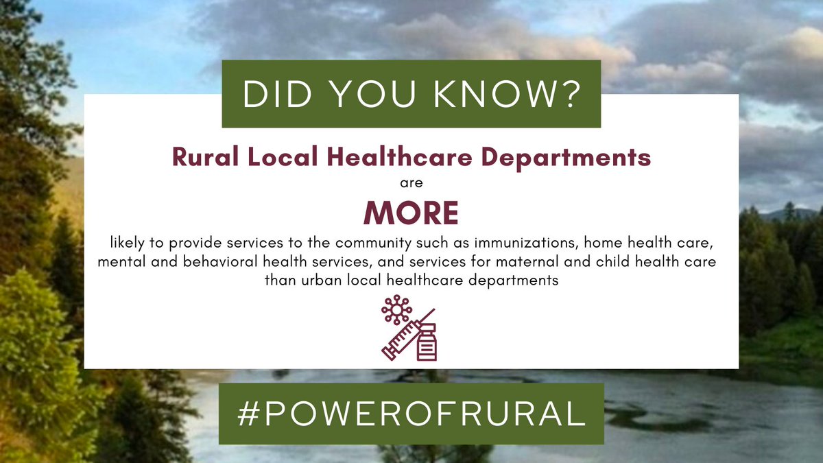 Did you know? Rural local healthcare departments are more likely to provide services to the community like vacciness, home health care, behavioral health, and services for maternal and child health than urban local healthcare departments. More: bit.ly/47cBylg  #nrhd