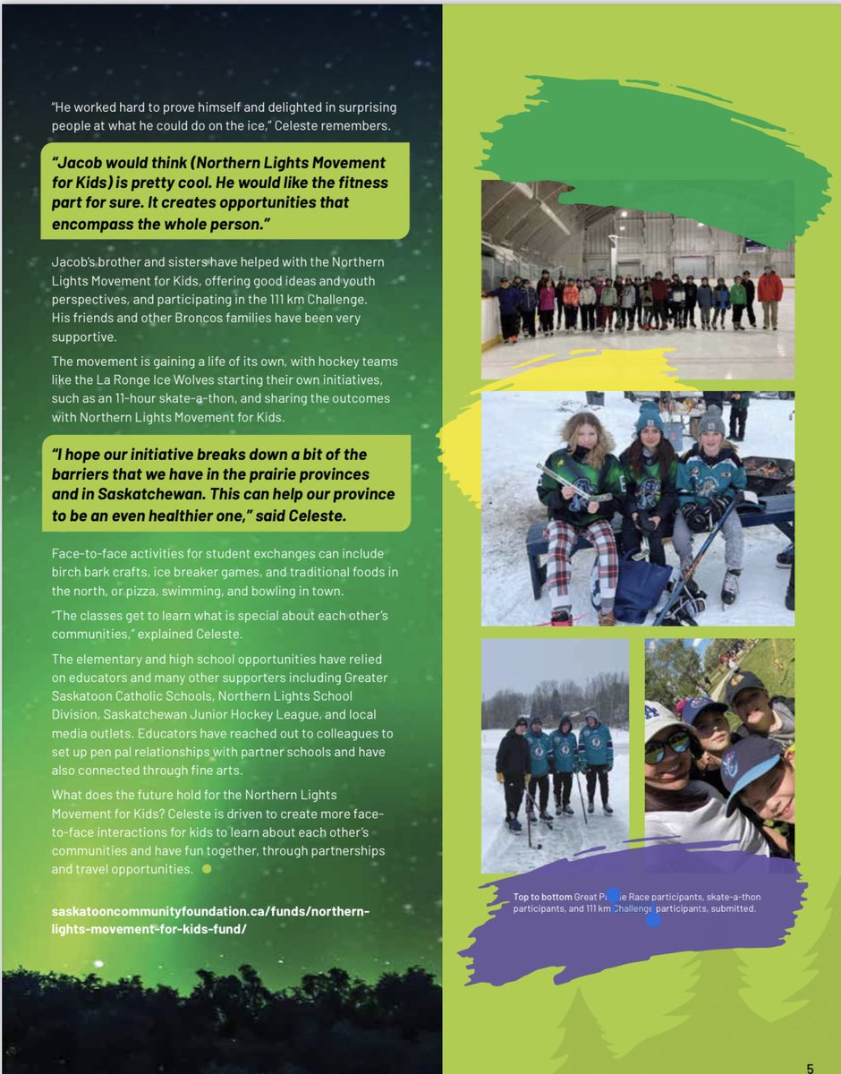 Thank you @SaskCommFdn for featuring us in the latest issue of Promise Magazine. #BuildingRelationships #MakingConnections #ServingOthers #KidStrong #JL11 💚💛