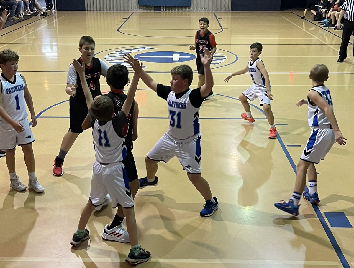 SBPanthers's tweet photo. Our 5th grade boys played the 6B game and also came away with the win tonight! Go Panthers!! 💙🐾🏀 https://t.co/3YcDBzG8Pf