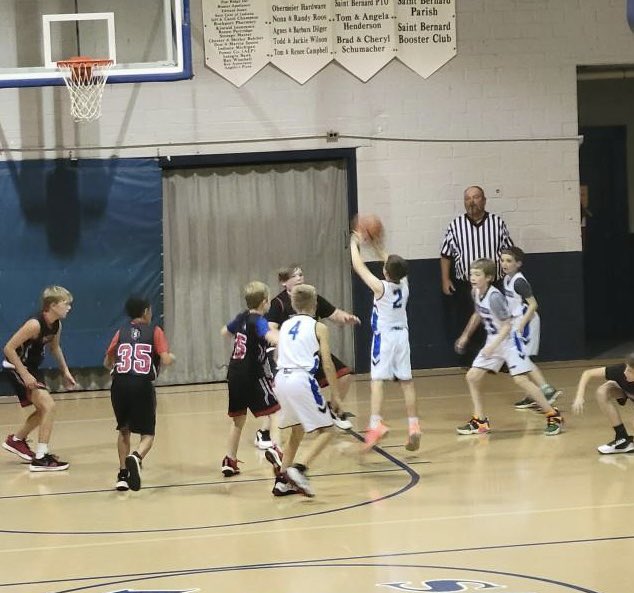 SBPanthers's tweet photo. Our 5th grade boys played the 6B game and also came away with the win tonight! Go Panthers!! 💙🐾🏀 https://t.co/3YcDBzG8Pf