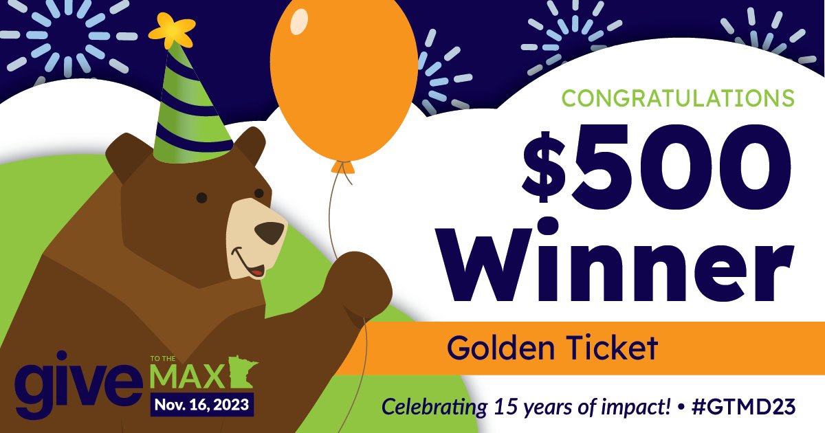 Congratulations to the winners of #GTMD23 $500 Golden Tickets for the last hour! @northernlakesfb, @Wagswhiskersmn, @Hope_MN, North Country Food Alliance - See all winners: give.mn/prizewinners-2…