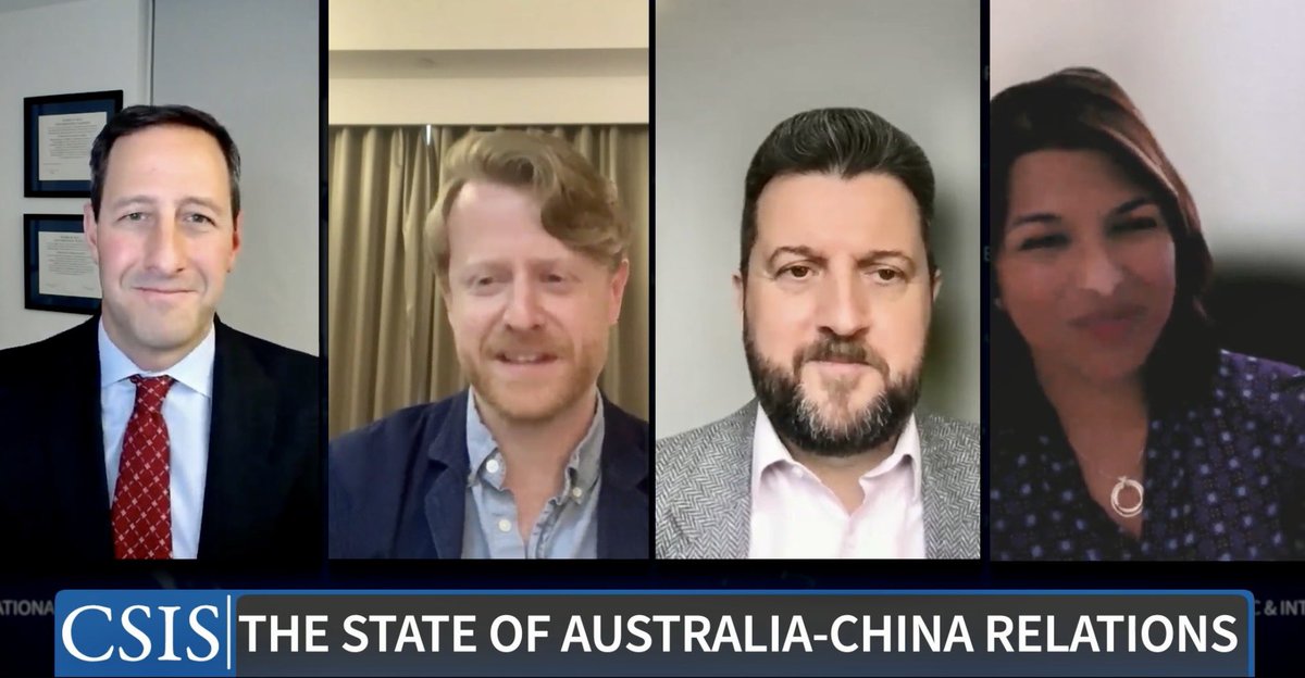 Great @CSIS conversation on the state of Australia-China relations, what the stabilization of 🇦🇺 🇨🇳 bilateral ties might mean, and the challenges that lie ahead. Thanks to @wmdglasgow @lavinalee3 & @graham_euan. Catch the entire discussion here: m.youtube.com/watch?v=g2Vhjt…
