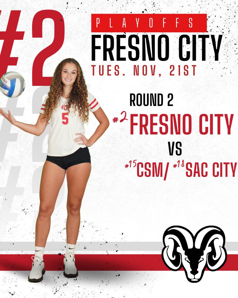 ROAD TO STATE STARTS NOW!! 🏆 Your Rams are seeded #2 in NorCal! 🙌 With a first round bye, FCC will play the winner of Saturdays match between CSM and Sac City at home on Tuesday, Nov 21st! 🤩 6:00pm 🐏🏐🤘#gorams @cvc_sports @cccwvca @3C2Asports @FCCathletics @fresnocity