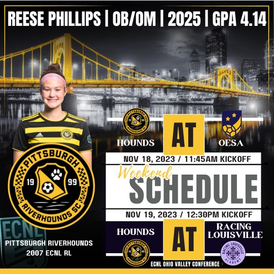 Looking forward to starting the <a href="/ECNLOhioValley/">ECNL Ohio Valley Conference</a> season this weekend!  Let's go <a href="/HoundsAcademy/">The Riverhounds Academy</a> !!!