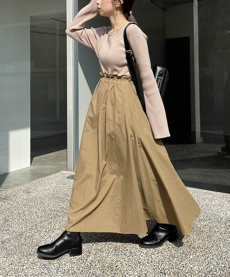 カプリシュレマージュ ウエストタックフレアワンピース ベージュ フリー 低身長サイズあり】ウエストタックフレアワンピース | CAPRICIEUX LE